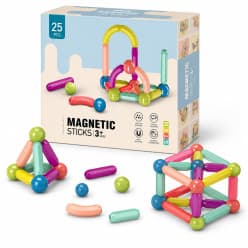 LEGO Style - 25 Pcs Magnetic Building Sticks & Balls Starter Set in Gift Box | Magnetic Blocks For Kids | Color As Per Stock
