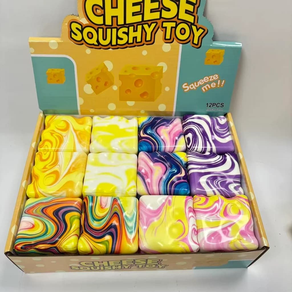 Cheese Cube Squishy Squeeze Toy | Stress Relief Cheese Vent Toy For Kids | Pack of 1 | Color As Per Stock — view 2
