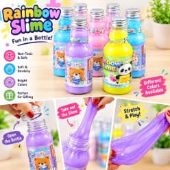 Rainbow Slime In A Bottle | Non-Toxic Soft Stretchy Slime For Kids | Bear & Panda Bottles | Color As Per Stock | Pack of 1