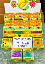 Fruit Squeeze Fun Squishy Toy | Soft Stress Relief Fruit Squeeze Toy In Gift Box | Color As Per Stock | Pack of 1