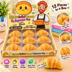 Mini Croissant Squishy Toy | Soft Scented Bread Squeeze Stress Relief Toy | Pack of 1