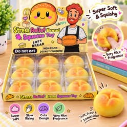 Round Bun Squishy Toy | Soft Scented Bread Roll Squeeze Stress Relief Toy | Pack of 1