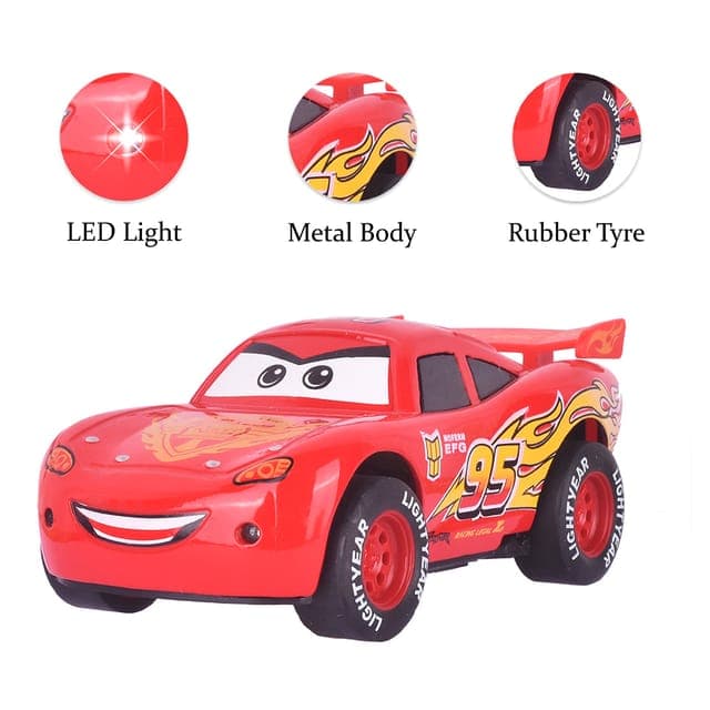 Alloy Die-Cast Racing Car Model With Sound & Light | Red Flame Race Car Toy For Kids | Window Box — view 3