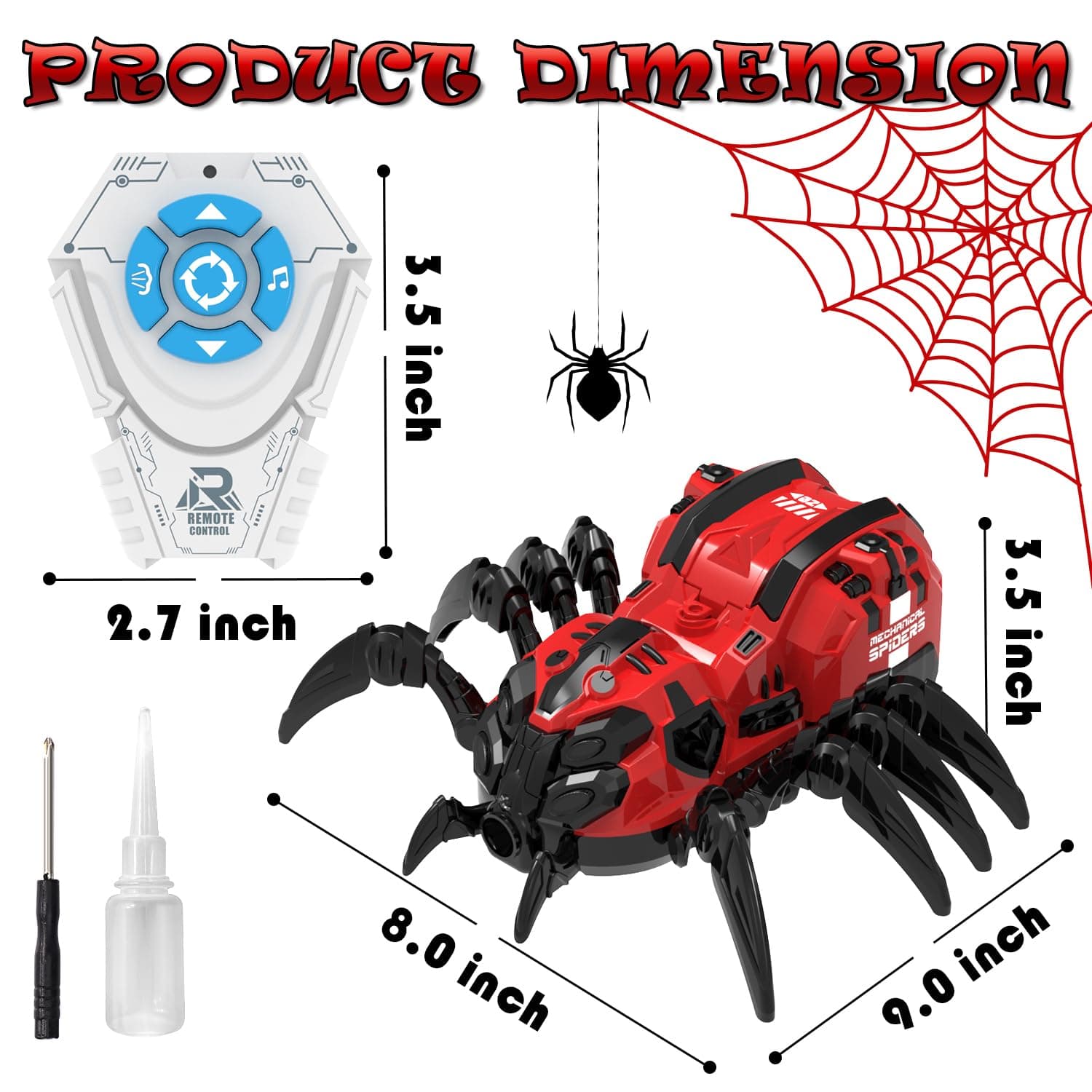 Remote Control Mechanical Spider Toy With Mist Spray, Cool Lights & Music | Electric Robot Spider | Color As Per Stock — view 5
