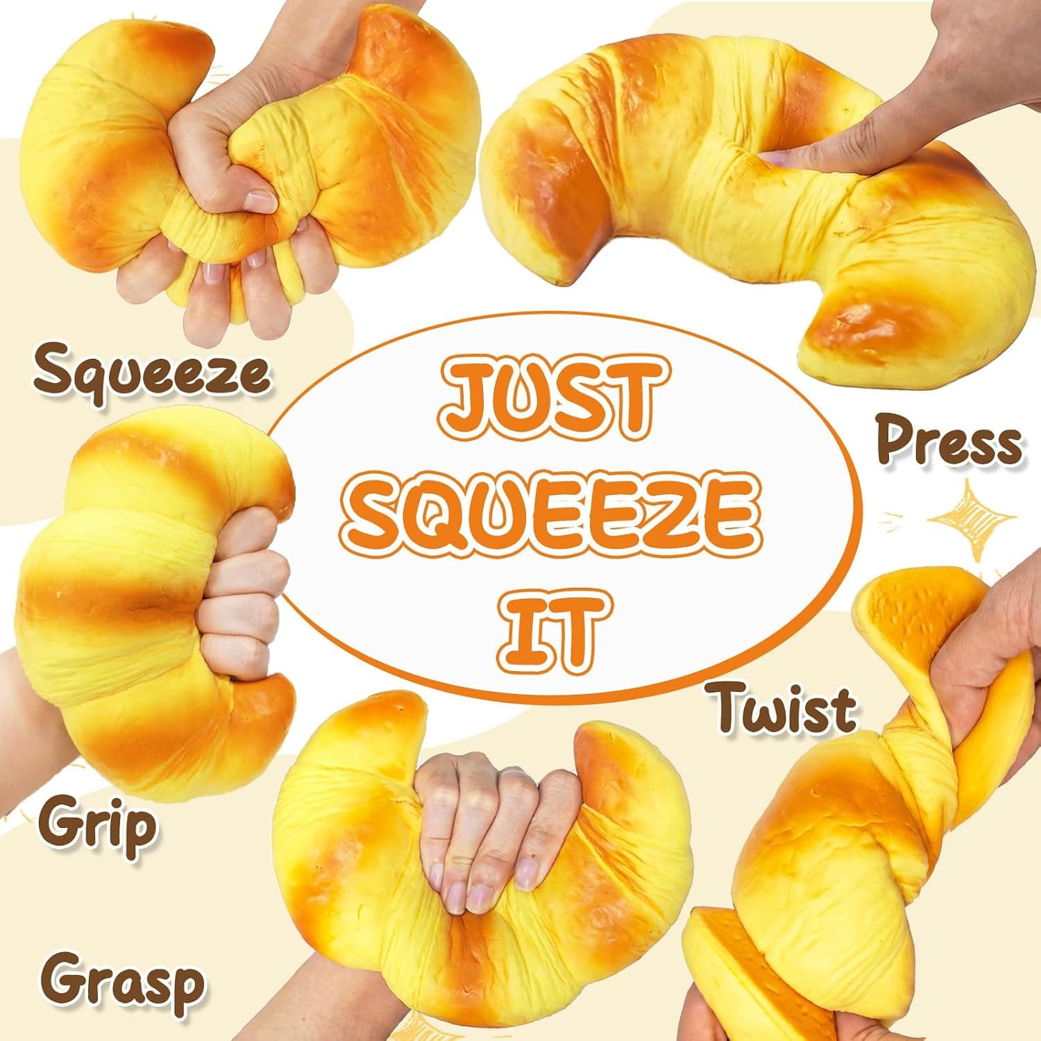 Big Croissant Squishy Toy | Realistic Soft Scented Bread Squeeze Stress Relief Toy | Pack of 1 — view 4