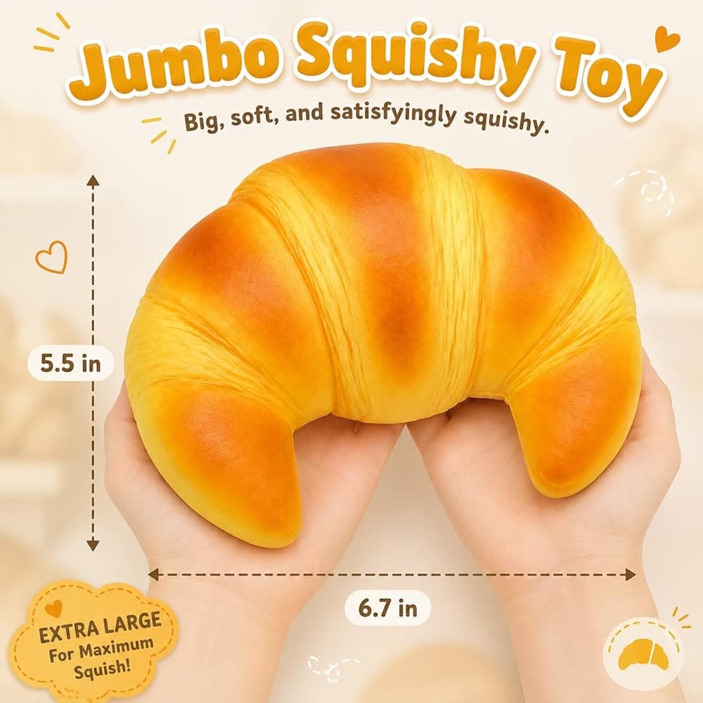 Big Croissant Squishy Toy | Realistic Soft Scented Bread Squeeze Stress Relief Toy | Pack of 1 — view 2