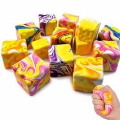 Cheese Cube Squishy Squeeze Toy | Stress Relief Cheese Vent Toy For Kids | Pack of 1 | Color As Per Stock