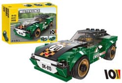 LEGO Style - Green Vintage Racing Car Building Blocks Set | 10 Models in 1 Brick Kit With Driver Figure | Gift Box 28 x 21 x 5 cm