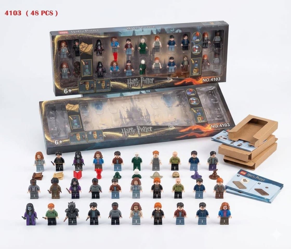 LEGO Style - Wizard School 24 Pcs Mini Building Block Figures Set | Brick Minifigures With Accessories | Collectible Display Box | Ages 6+