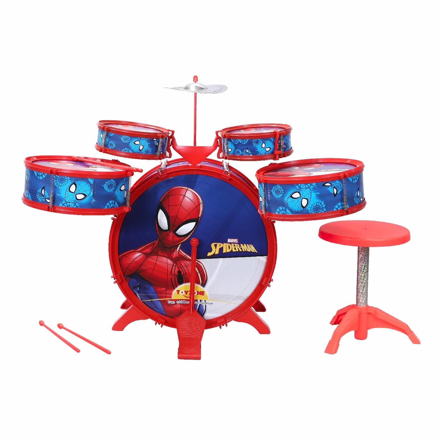Kids Drum Set With Built-In Cymbal & Drum Sticks | Beat Buddies Superhero-Theme Musical Drum Toy | Mix Character Designs, Design As Per Stock | Ages 3+