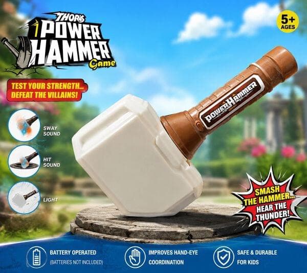 Thor Hammer - Superhero Power Hammer Toy With Light & Music | Role-Play Hammer For Kids | Ages 5+ | Batteries Not Included — view 2