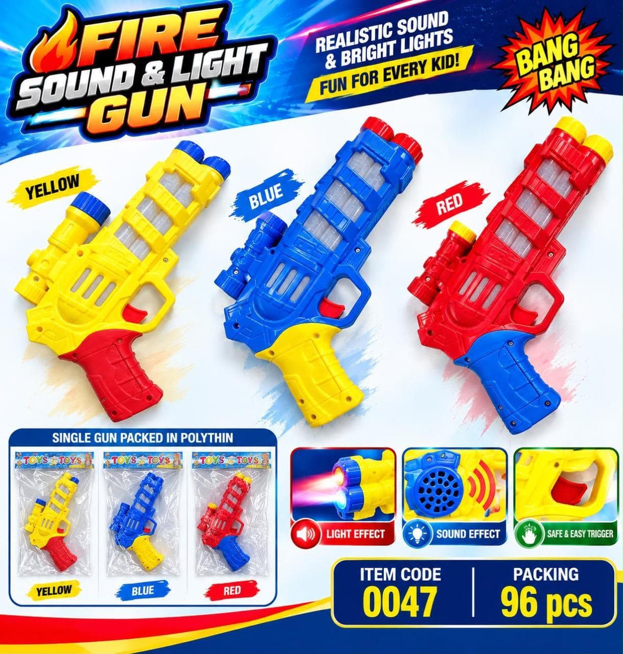 Space Flashlight Sound Gun Toy With Lights & Sound | 27 cm Space Design Toy Gun For Kids | Color As Per Stock — view 3