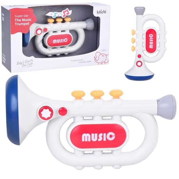 Baby Musical Instruments Toy – Trumpet, Piano Keyboard & Guitar | Light & Sound Learning Toys for Kids | Early Music Education, Developmental Play , Gift for Boys & Girls (Trumpet)