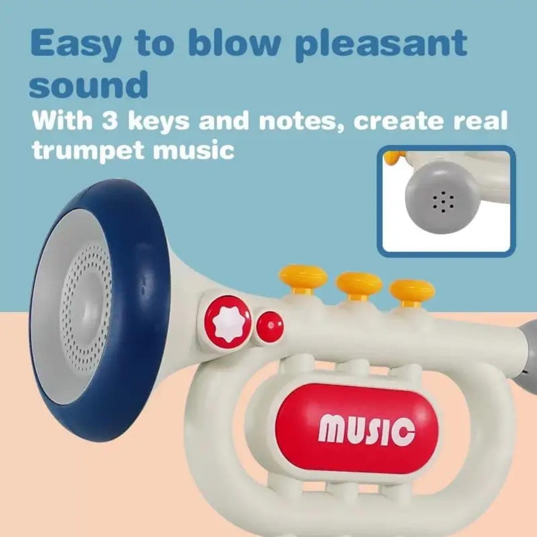 Baby Musical Instruments Toy – Trumpet, Piano Keyboard & Guitar | Light & Sound Learning Toys for Kids | Early Music Education, Developmental Play , Gift for Boys & Girls (Trumpet) — view 6