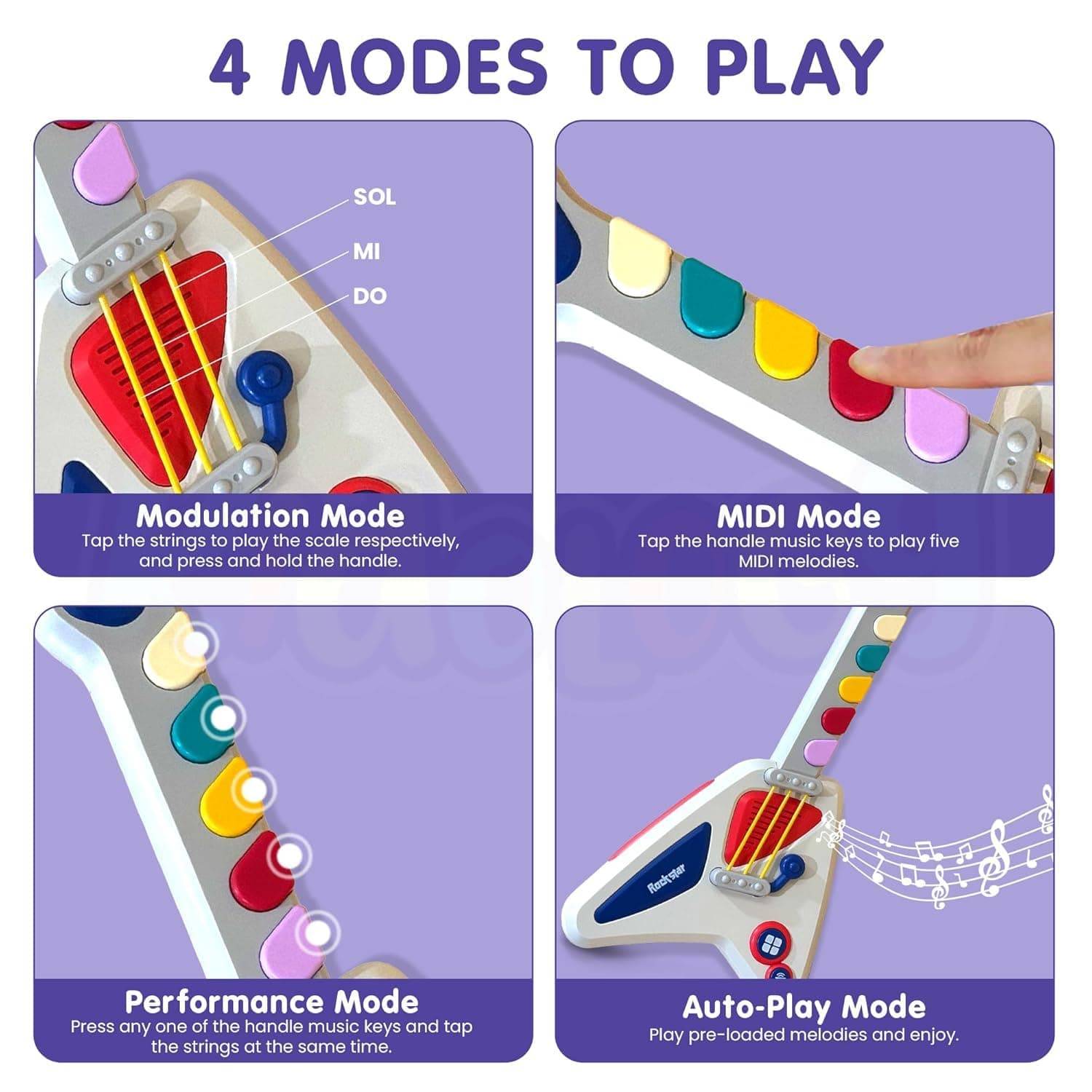 Baby Musical Instruments Toy – Trumpet, Piano Keyboard & Guitar | Light & Sound Learning Toys for Kids | Early Music Education, Developmental Play , Gift for Boys & Girls (Guitar) — view 3