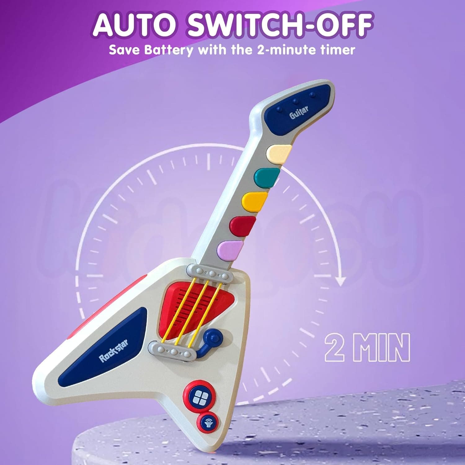 Baby Musical Instruments Toy – Trumpet, Piano Keyboard & Guitar | Light & Sound Learning Toys for Kids | Early Music Education, Developmental Play , Gift for Boys & Girls (Guitar) — view 6