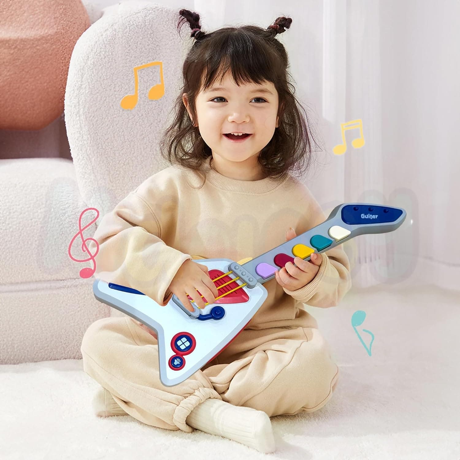 Baby Musical Instruments Toy – Trumpet, Piano Keyboard & Guitar | Light & Sound Learning Toys for Kids | Early Music Education, Developmental Play , Gift for Boys & Girls (Guitar) — view 7