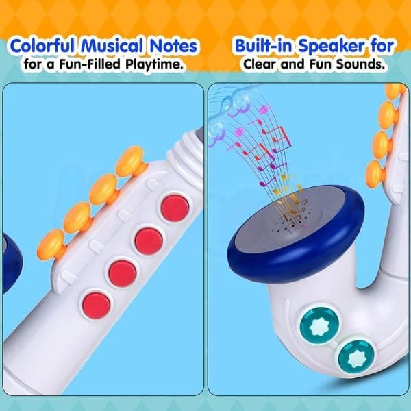 Saxophone Musical Instrument for Kids, Mouth Organ Trumpt Horn Musical Toy for Kid Girls & Boys, Sound and Light Up Music Instrument for Children (Megaphone) — view 5