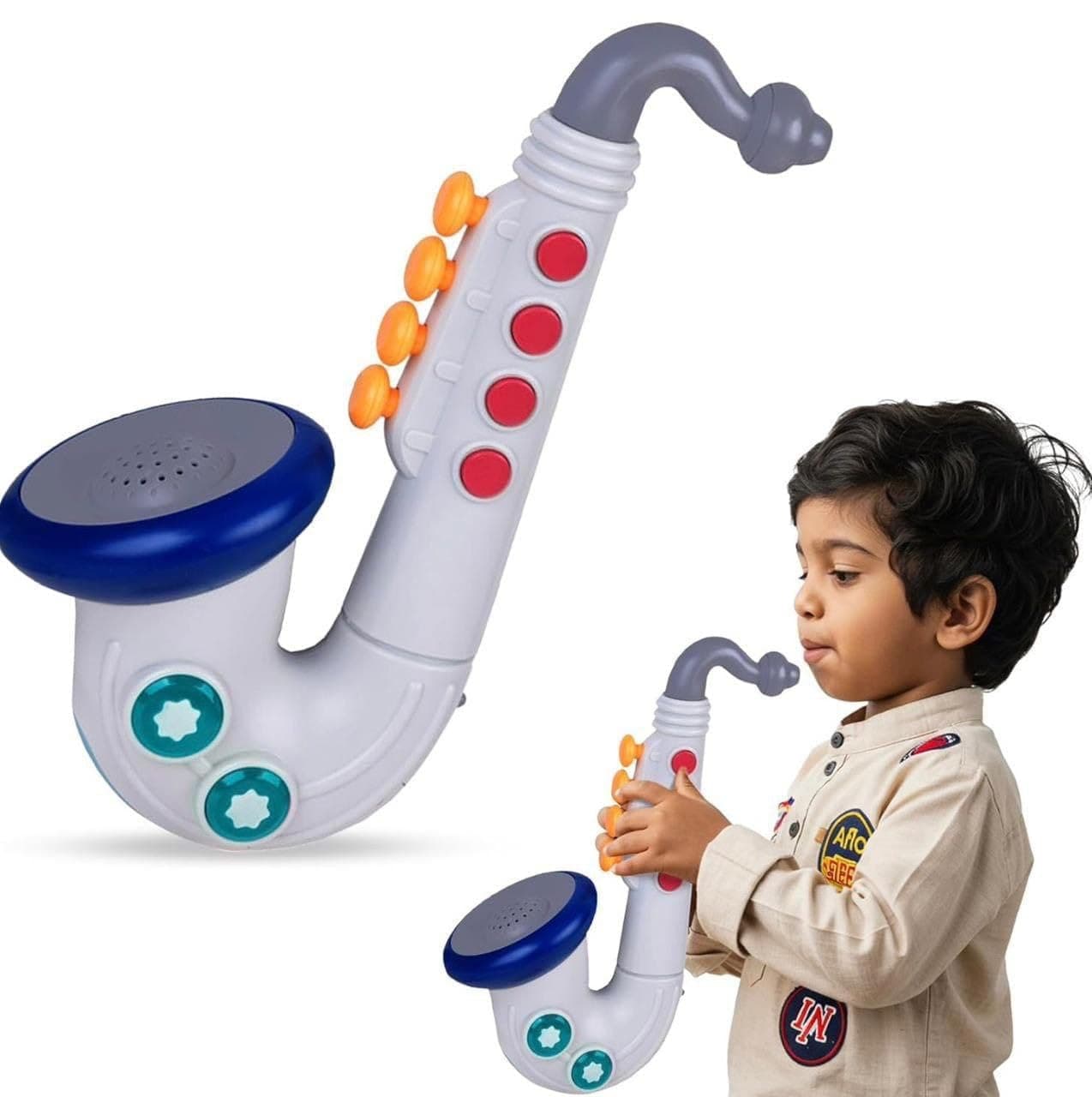 Saxophone Musical Instrument for Kids, Mouth Organ Trumpt Horn Musical Toy for Kid Girls & Boys, Sound and Light Up Music Instrument for Children (Megaphone) — view 8