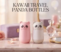 Kawaii Panda Travel Bottle | Small Cute Water Bottle For Kids & Girls | Pink & White | Color As Per Stock | 1 Pcs