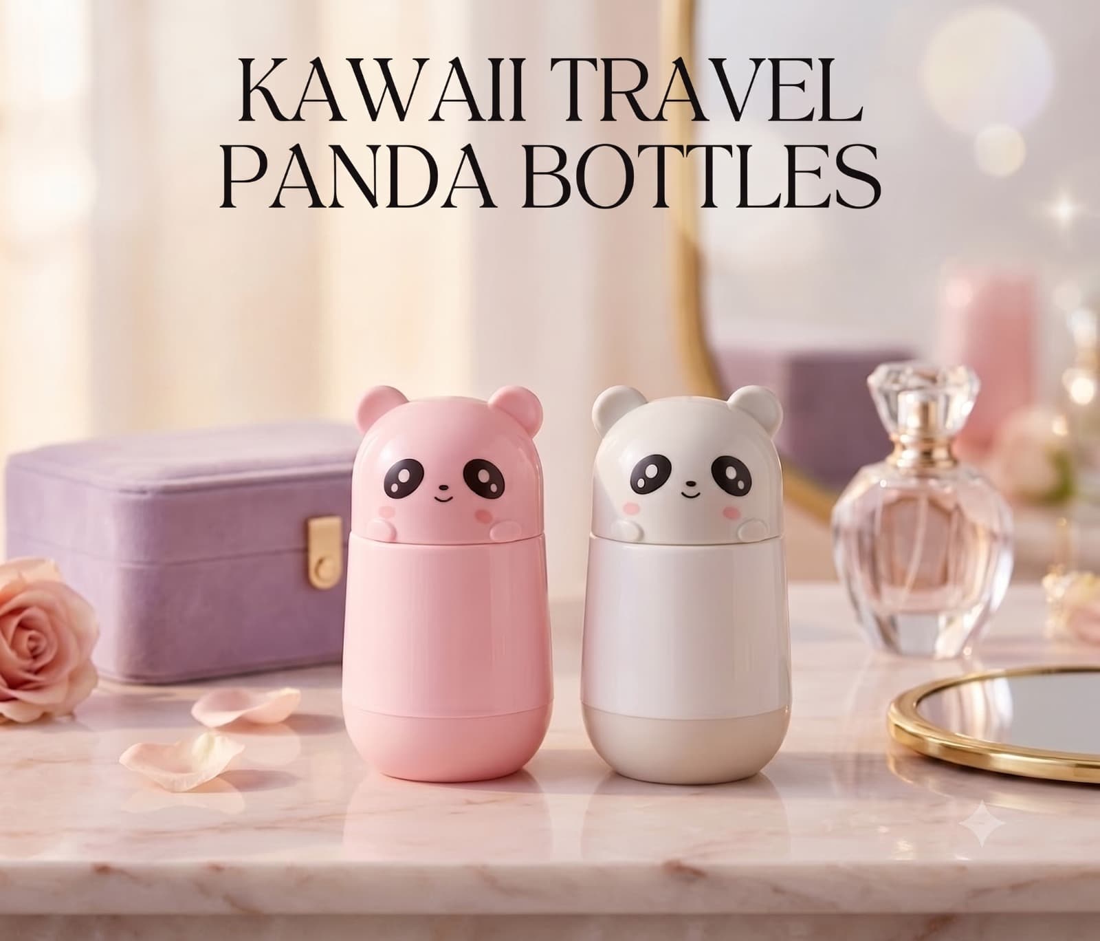 Kawaii Panda Travel Bottle | Small Cute Water Bottle For Kids & Girls | Pink & White | Color As Per Stock | 1 Pcs