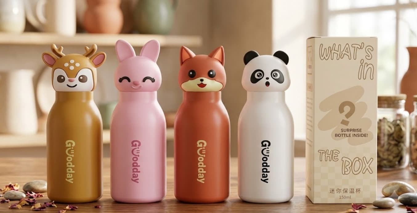 Mini Animal Face Steel Thermos Bottle For Kids | Cute Deer, Bunny, Fox & Panda Insulated Mini Bottle | Surprise Design | Color As Per Stock | 1 Pcs — view 2