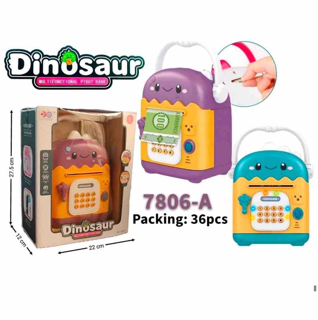 Dinosaur Electronic ATM Piggy Bank With Password & Note Slot | Multi-Functional Money Saving Box For Kids | Color As Per Stock