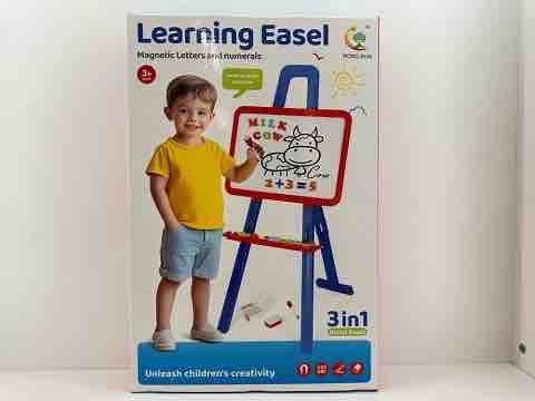 3 In 1 Learning Easel Board For Kids | Magnetic Letters & Numerals Drawing Board With Stand | Ages 3+