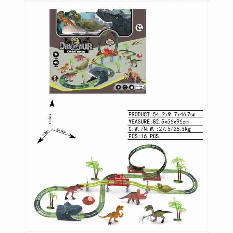 Dinosaur Rail Track Set Big Size With Dinosaur Figures, Tunnel & Trees | Dino World Race Track Toy For Kids — view 2