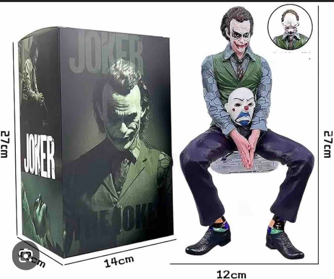 Hot Movie Joker Heath Ledger Clown Sitting Doll Car Doll Car Rear Roof Pendant Car Rear Exterior Ornaments Model Toys Gift 27cm(Joker Sitting) — view 2