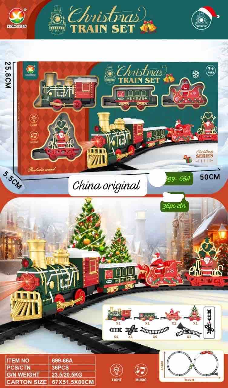 Christmas Train Set With Santa, Light & Music | Battery Operated Electric Train With Track For Kids