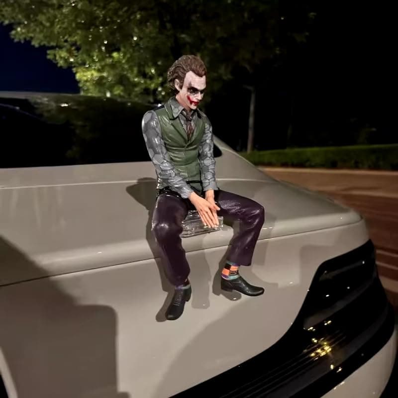 Hot Movie Joker Heath Ledger Clown Sitting Doll Car Doll Car Rear Roof Pendant Car Rear Exterior Ornaments Model Toys Gift 27cm(Joker Sitting) — view 3