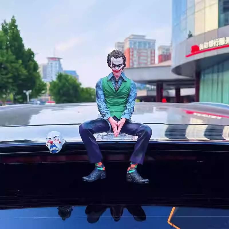 Hot Movie Joker Heath Ledger Clown Sitting Doll Car Doll Car Rear Roof Pendant Car Rear Exterior Ornaments Model Toys Gift 27cm(Joker Sitting)