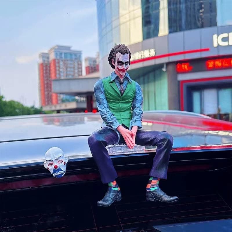 Hot Movie Joker Heath Ledger Clown Sitting Doll Car Doll Car Rear Roof Pendant Car Rear Exterior Ornaments Model Toys Gift 27cm(Joker Sitting) — view 4