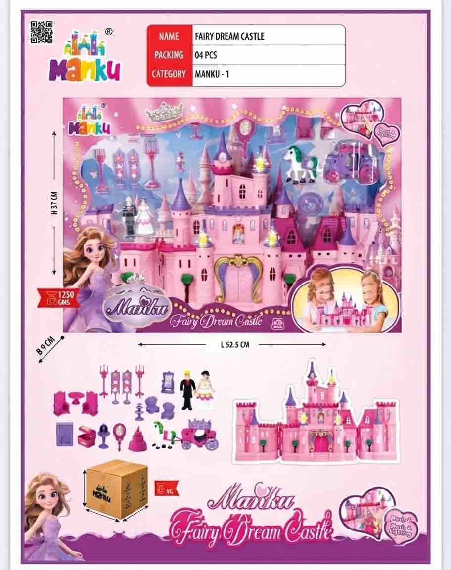 Fairy Dream Castle Doll House Playset For Girls | Pink Princess Castle With Figures, Horse Carriage & Furniture | Best Gift For Girls