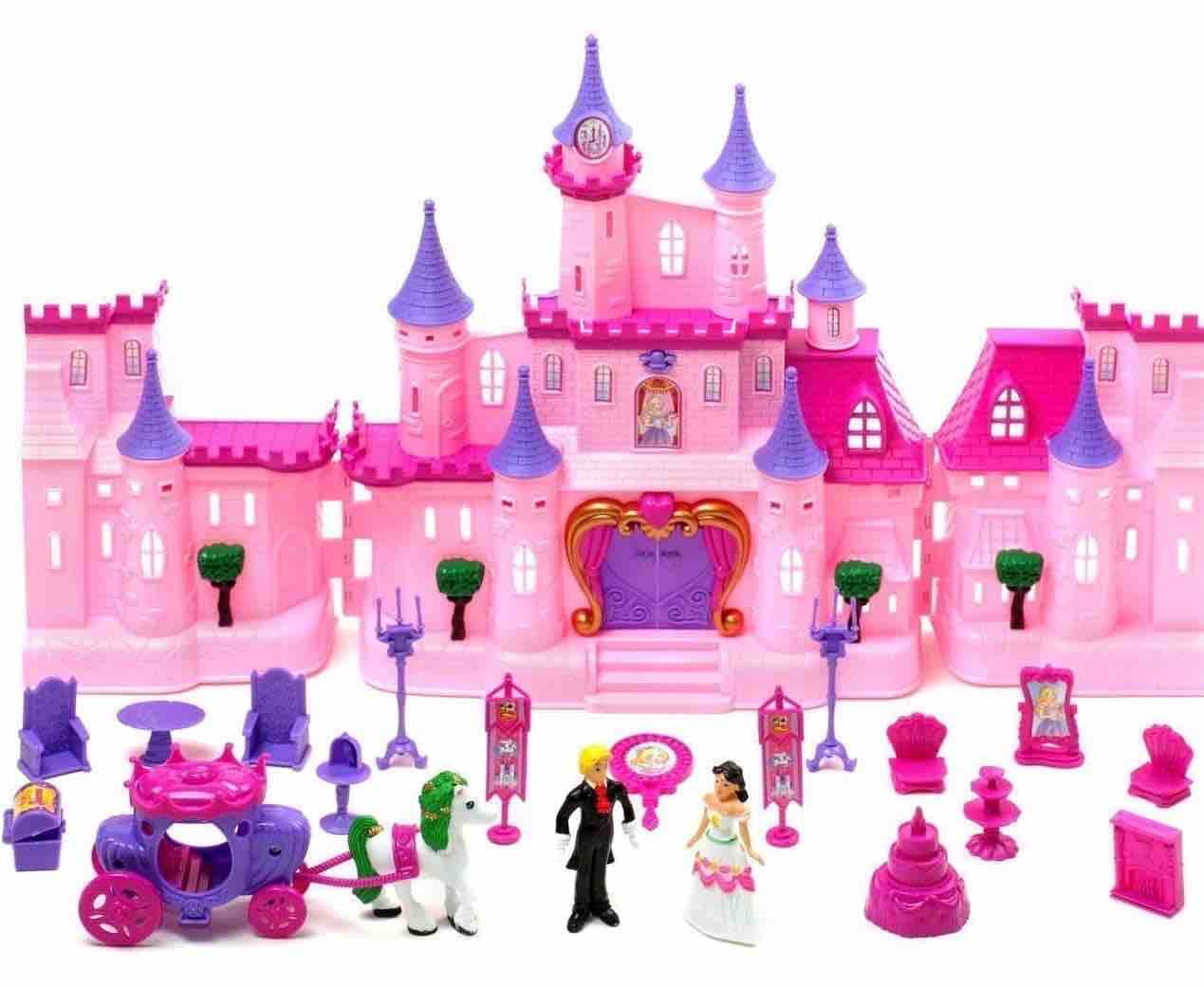 Fairy Dream Castle Doll House Playset For Girls | Pink Princess Castle With Figures, Horse Carriage & Furniture | Best Gift For Girls — view 3