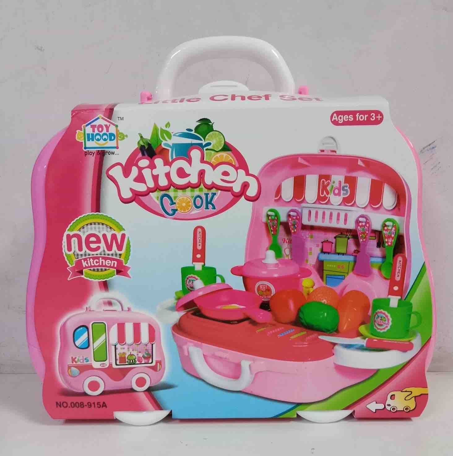 Kids Kitchen Play Set In Carry Case | Wheel Kitchen Suitcase With Cookware, Utensils & Play Food | Pretend Play Cooking Toy — view 2