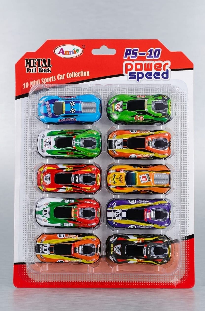 Metal Pull Back Mini Sports Car Set of 10 Pcs | Tin Metal Power Speed Cars | Color as per Stock dispatched