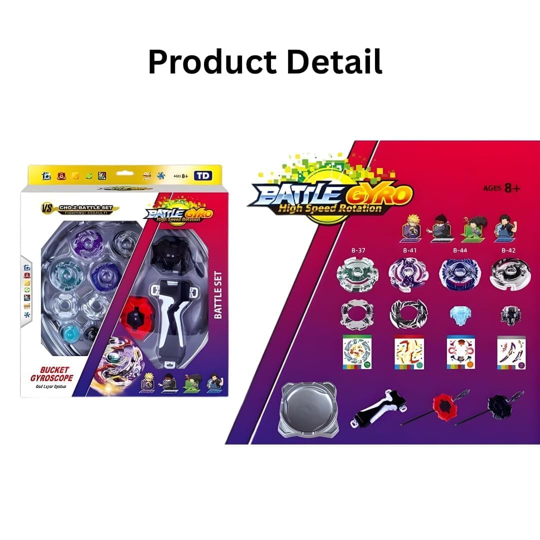 Kidoyz Metal Fusion Beyblade Clash of Tornado Speed Top Stadium Battle Set | 4 Metal Spinning Tops with 2 Launchers | High Speed Battling Gyro Combat Toy for Kids Boys Girls — view 2