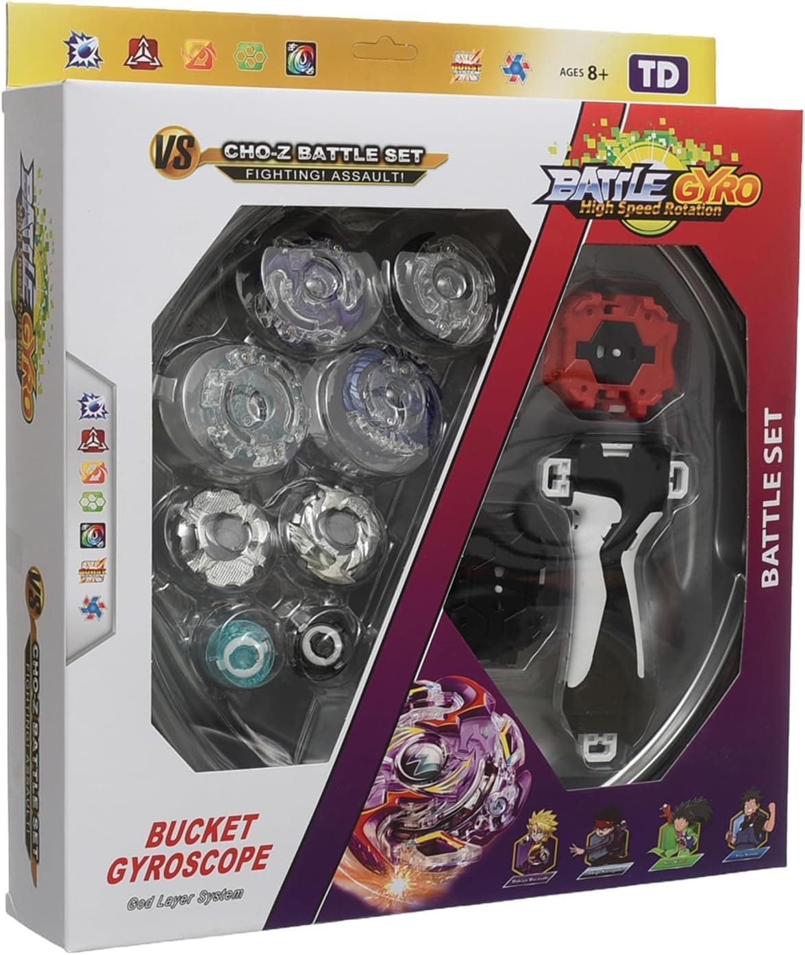 Kidoyz Metal Fusion Beyblade Clash of Tornado Speed Top Stadium Battle Set | 4 Metal Spinning Tops with 2 Launchers | High Speed Battling Gyro Combat Toy for Kids Boys Girls — view 3
