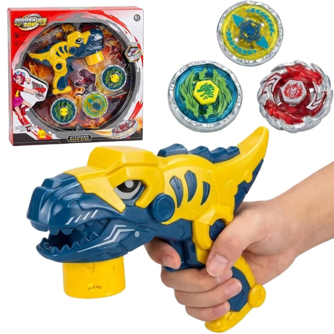Kidoyz Beyblade Battle Gyro Spinning Top Battle Set for Kids | High Speed Fighting Tops with Arena & Launchers | Gyro Style Combat Gyroscope Toy | Gift for Boys & Girls Ages 8+ (Dino Gyro)
