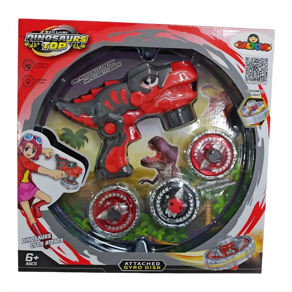 Kidoyz Beyblade Battle Gyro Spinning Top Battle Set for Kids | High Speed Fighting Tops with Arena & Launchers | Gyro Style Combat Gyroscope Toy | Gift for Boys & Girls Ages 8+ (Dino Gyro) — view 2