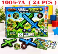 Beyblade Minecraft Style Block Warrior Battle Top Set | Pixel Sword Launchers, 2 Spinning Tops & Block Creatures | Ages 6+