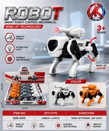 Wind-Up Robot Dog Toy with LED Light | Walking Smart Robot Dog Toy for Kids | Pack of 1 Pc | Color as per Stock dispatched