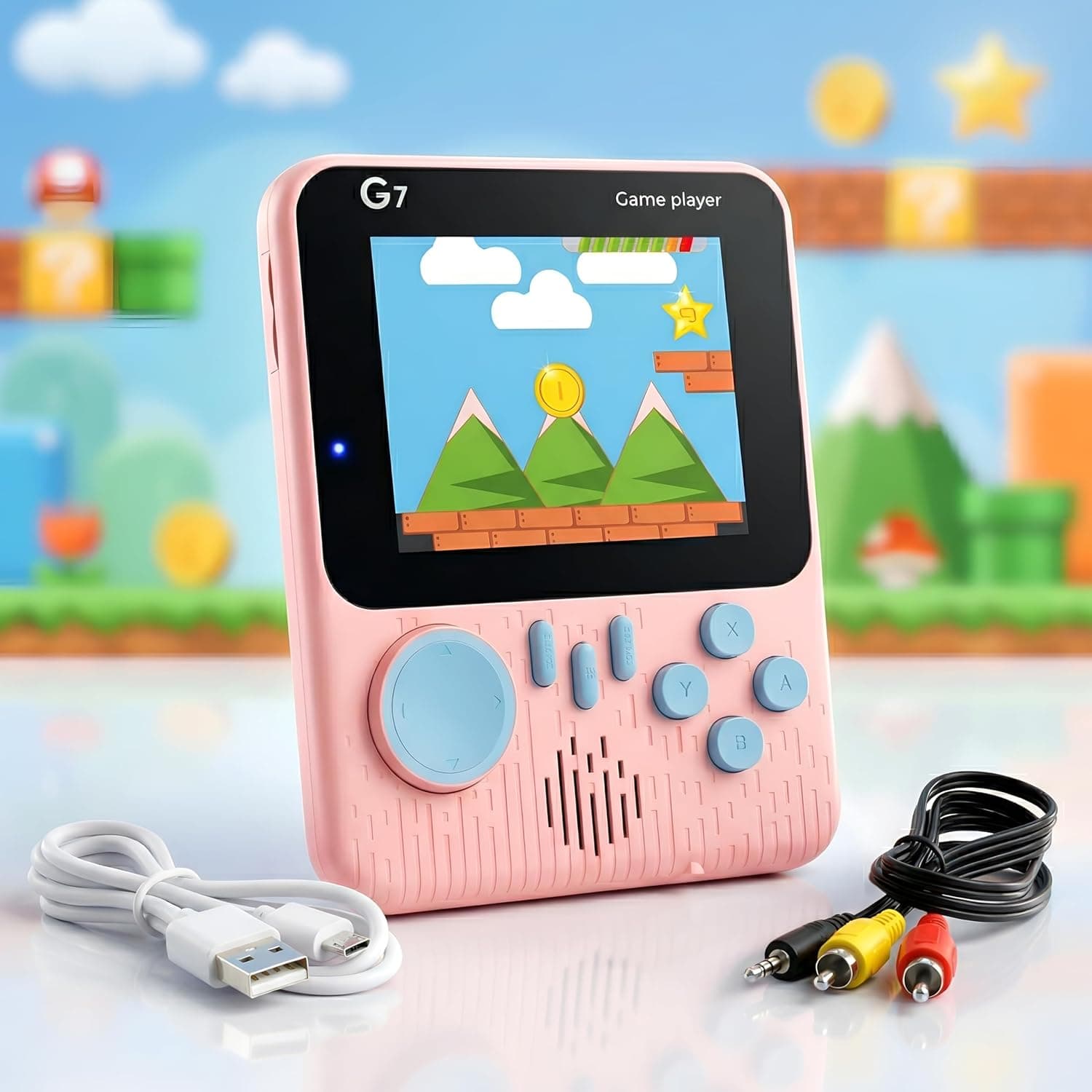 G7 Retro Handheld Game Console with 666 Built-in Games | 3.5-Inch LCD Color Screen, Gamepad Support for Kids