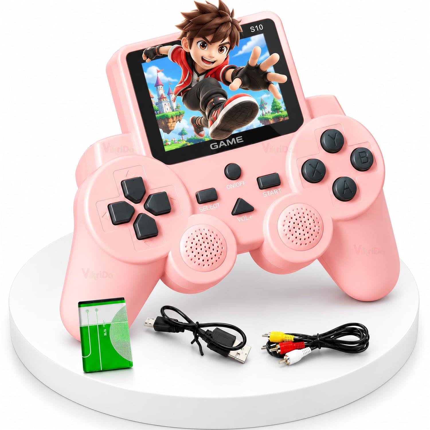 Victor Pink S10 Handheld Gaming Console for Kids & Adults | 520 Built-in Classic Retro Games | Portable Rechargeable Mini Video Game Player with TV Output | Arcade Game Box Toy Gift for Boys