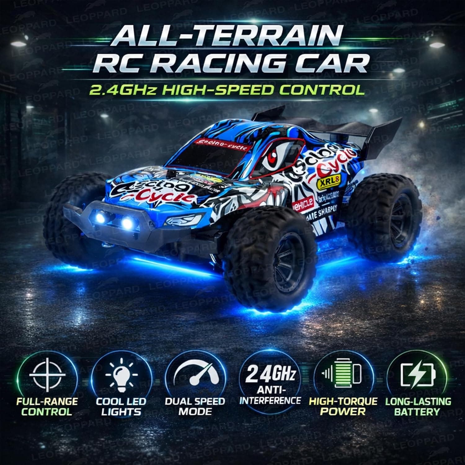 RC 4x4 Mini Off-Road Drift Car 1:32 | High-Speed Glow LED Remote Control Car | USB Rechargeable | Color as per Stock dispatched — view 5