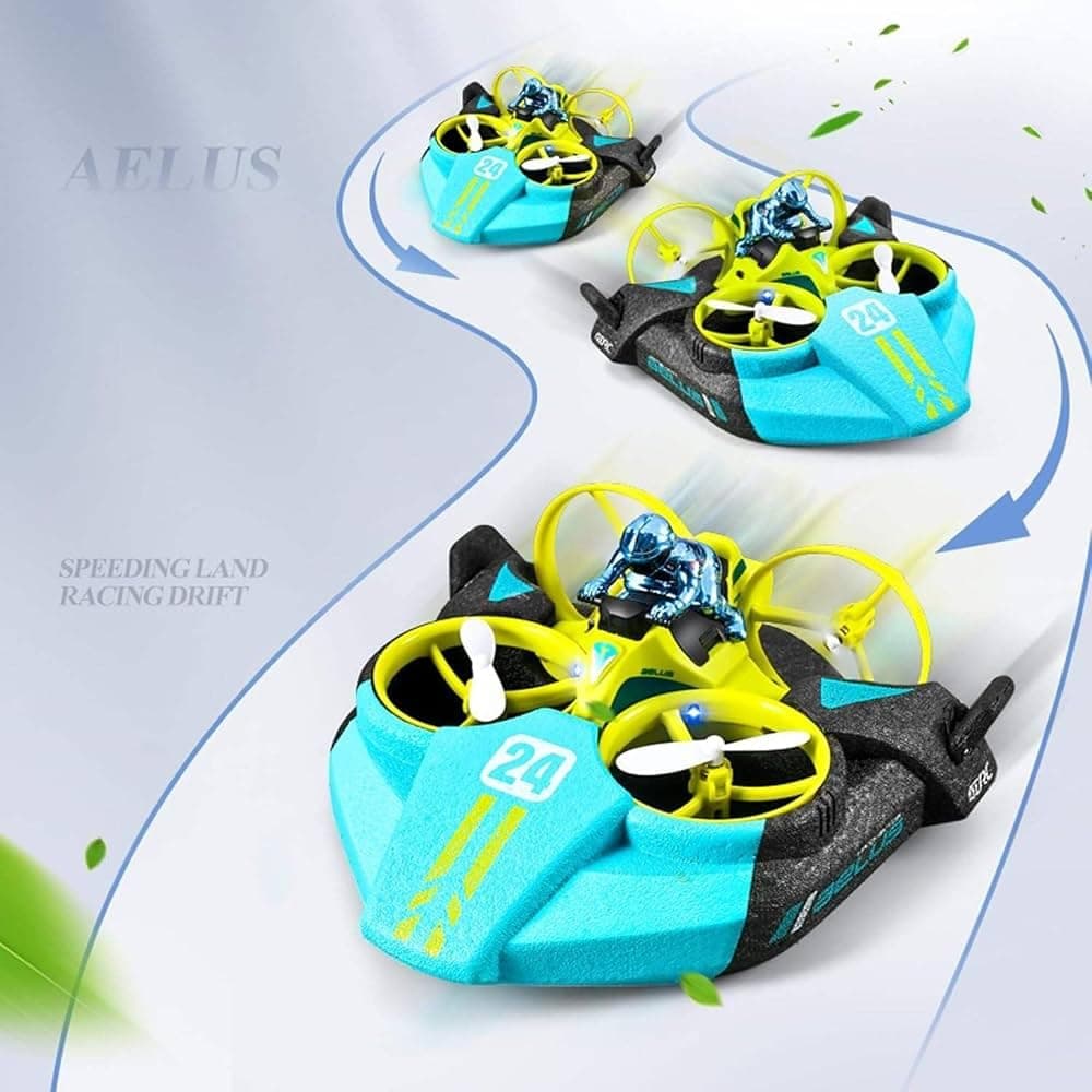 RC 3-in-1 Flying, Land & Water Mode Drone Car | Amphibious Hover Remote Control Toy | USB Rechargeable — view 6