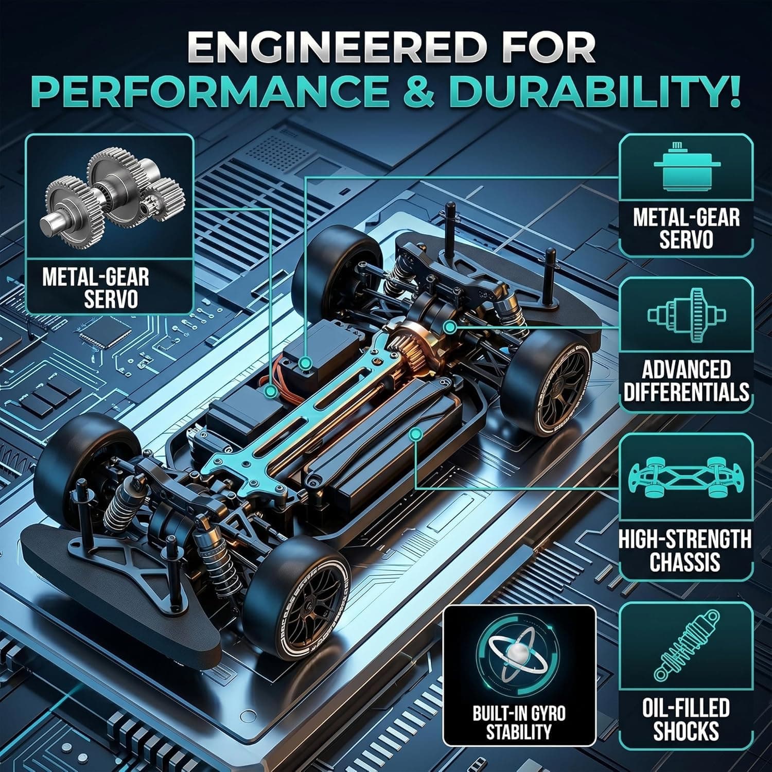 RC High-Speed Drift Car Big Size 40 KMPH with Speed Control | 2.4GHz Racing Remote Control Car with Lights | Ages 6+ — view 8