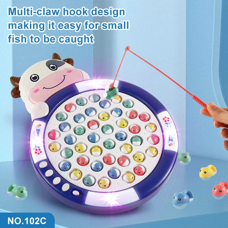 Kids Early Education Electronic Cow Rotating Fishing Platform Toy | Lighting & Music Multi-Functional Story Fishing Plate — view 3